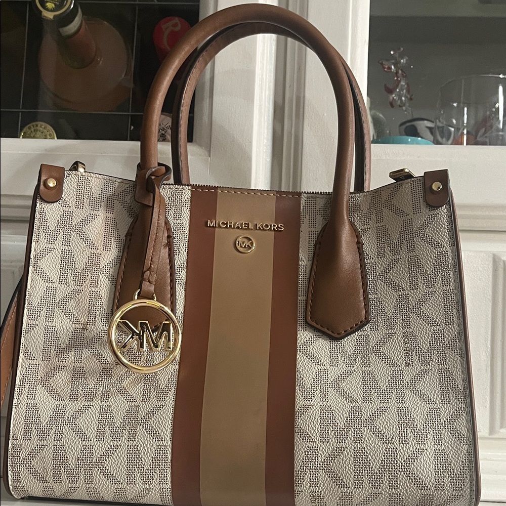 Michael Kors Tan and Cream Satchel